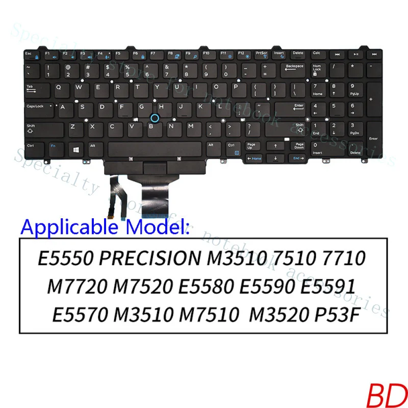 A+ E5550 E5570 M3510 M7510 M7720 M7520 M3520 P53F For Dell  English Keyboard
