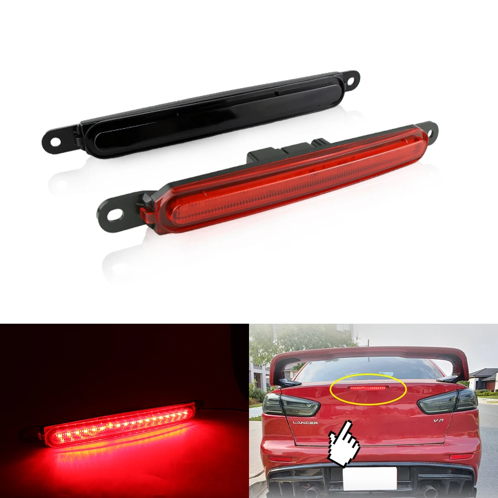 

1PC Red Smoked LED High Mount 3rd Additional Brake Light Rear Stop Signal Tail Lamp for Mitsubishi Lancer Evolution X 2008-2016