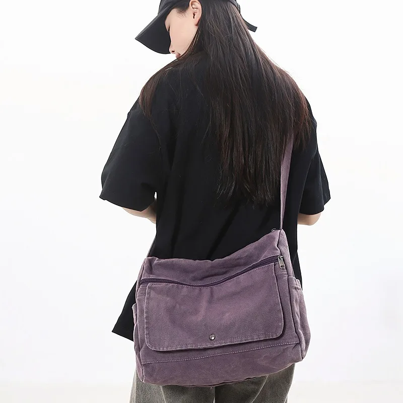 

Retro Waed Canvas Crossbody Bag Men's New Trend Large Capaci Single oulder Bag Women's Sport Casual Menger Bag