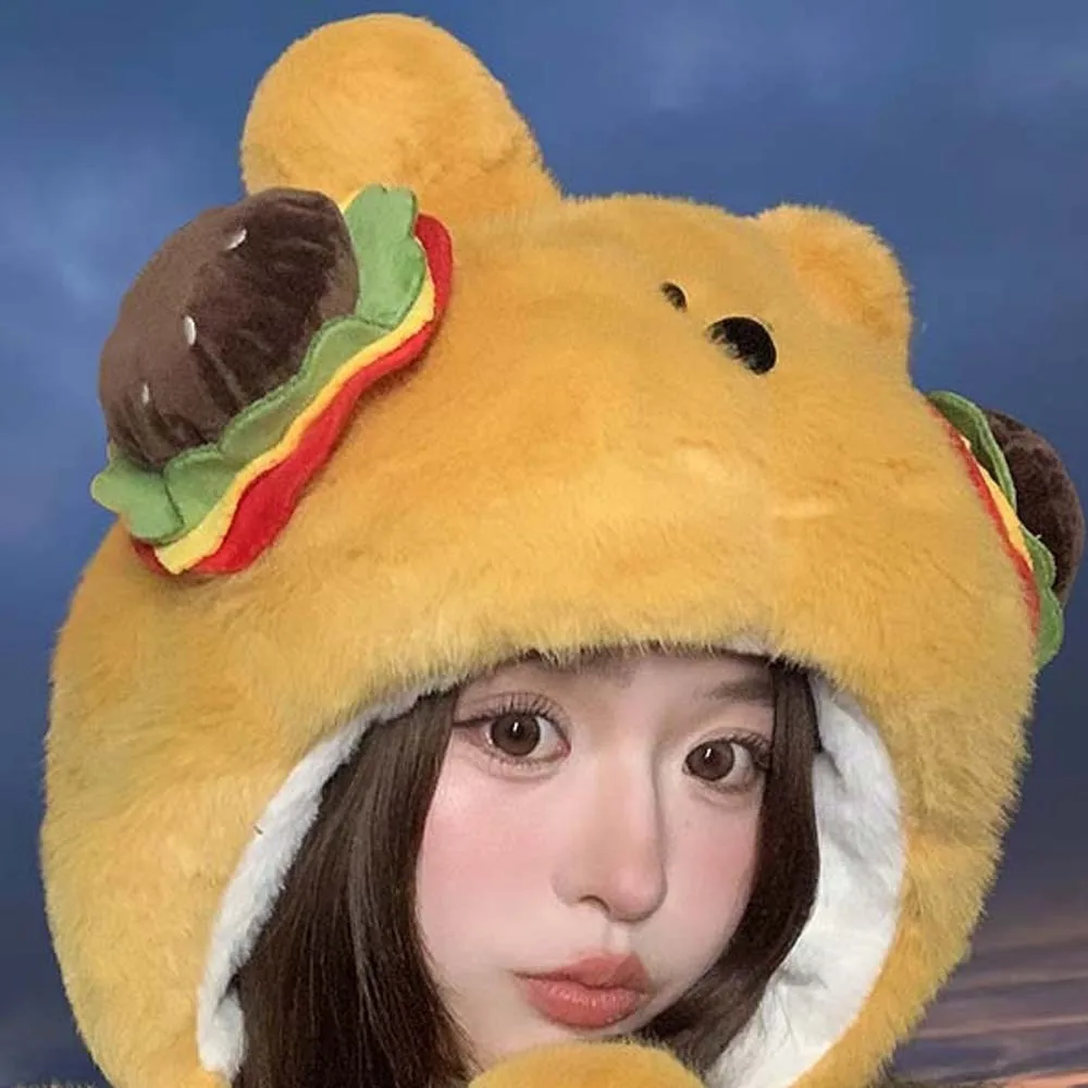 Panama Cap Cartoon Hamburger Winter Hat Penguin Windproof Bear Lei Feng Hat Anti-cold Warmer Ear Protection Cap Cycling
