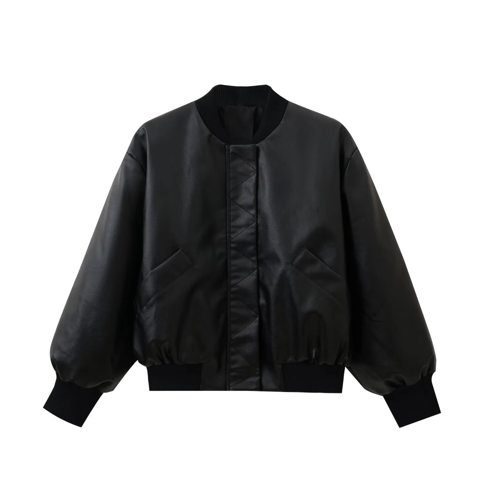 European and American style 2026 early autumn new product women's shoulder pad leather effect pilot jacket jacket