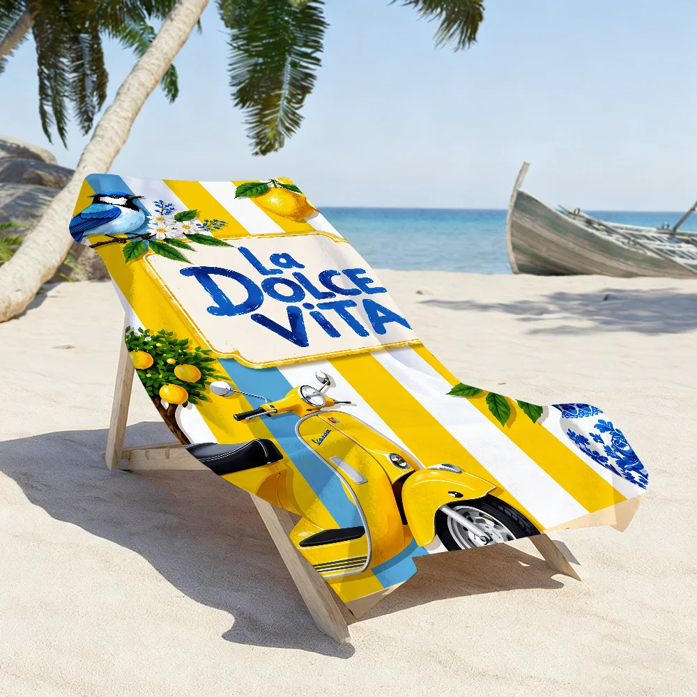 La Dolce Vita Lemon Towel Soft Pool Gift For Travel Gym Shower Camping Quick Dry Sports Large Beach Towels