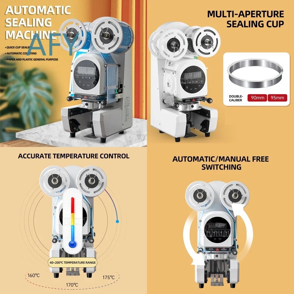 Automatic Plastic Cup Sealing Machine for Juice Milk Tea Bubble Tea Shops Commercial Beverage Sealer Food Grade Stainless