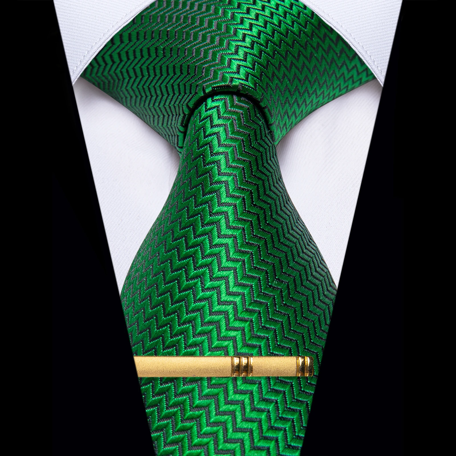 

Classic Green Men's Necktie for Business Party Fashion Tie with Clip for Wedding Groom 8 CM Silk Solid Neck Wear Birthday Gifts