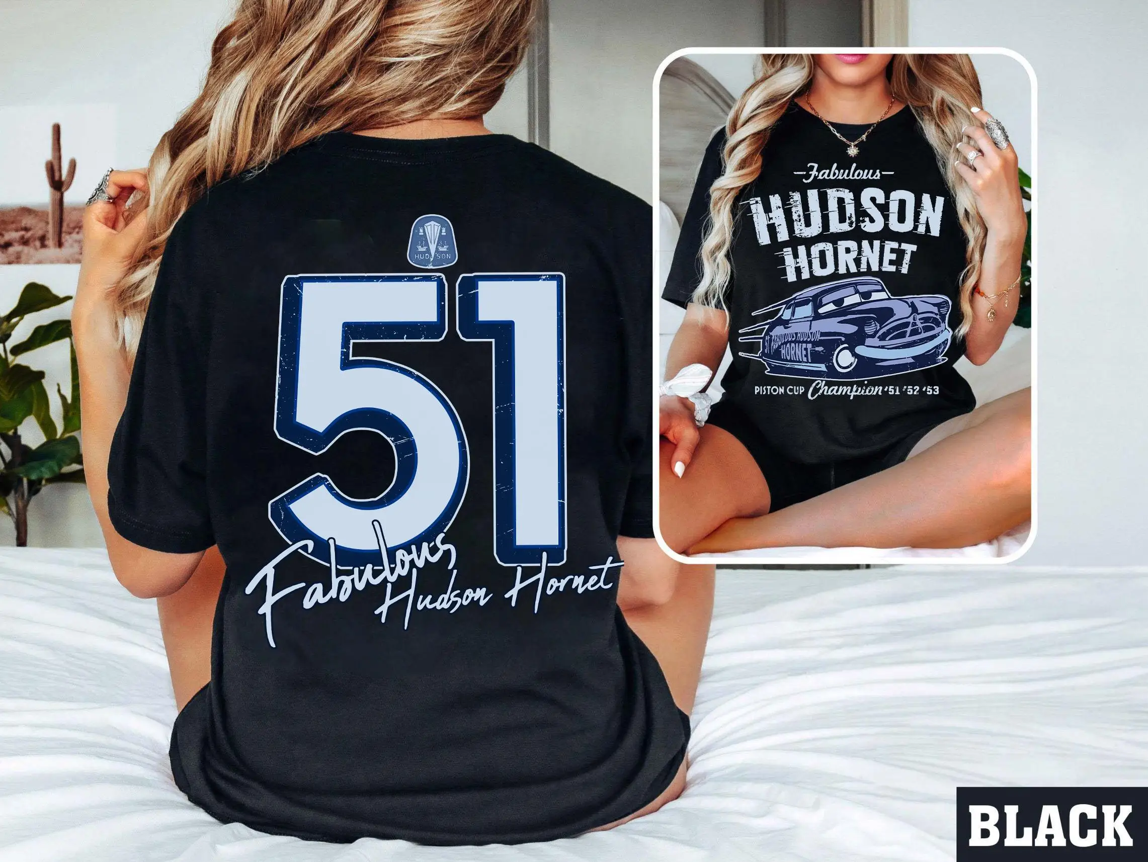 خمر ديزني بيكسار أفلام السيارات قميص مضحك دوك هدسون الرائعة تي شيرت هدسون الدبور المحملة رحلة ديزني لاند