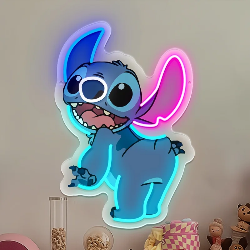 

Disney Stitch Blue Purple Pink LED Neon Sign for Bedroom Kids Room Home Decor Cute Wall Art Happy Fun Atmosphere Gift for Fans