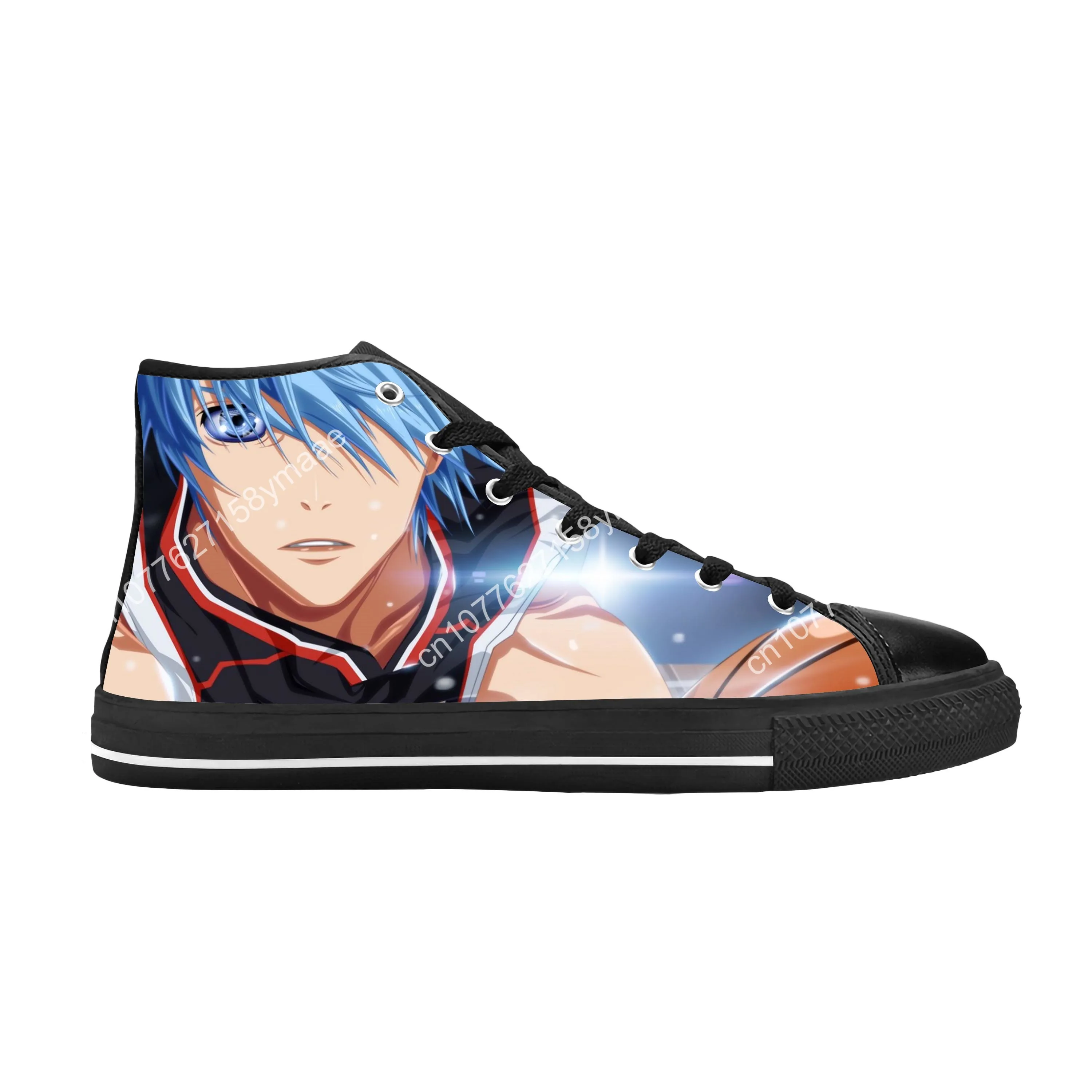 Anime Manga Comic Kuroko No Basket Kuroko Tetsuya sepatu kain kasual atasan tinggi nyaman bersirkulasi 3D cetak Sneakers Pria Wanita