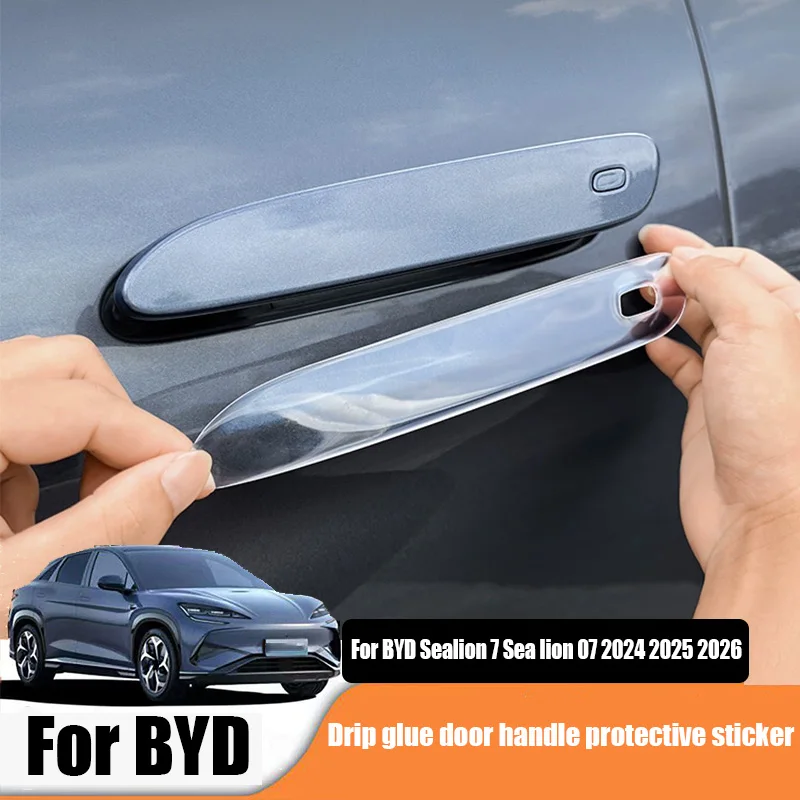 

For BYD Sealion 7 Sea lion 07 EV 2024 2025 Exterior door handle protection sticker with adhesive material