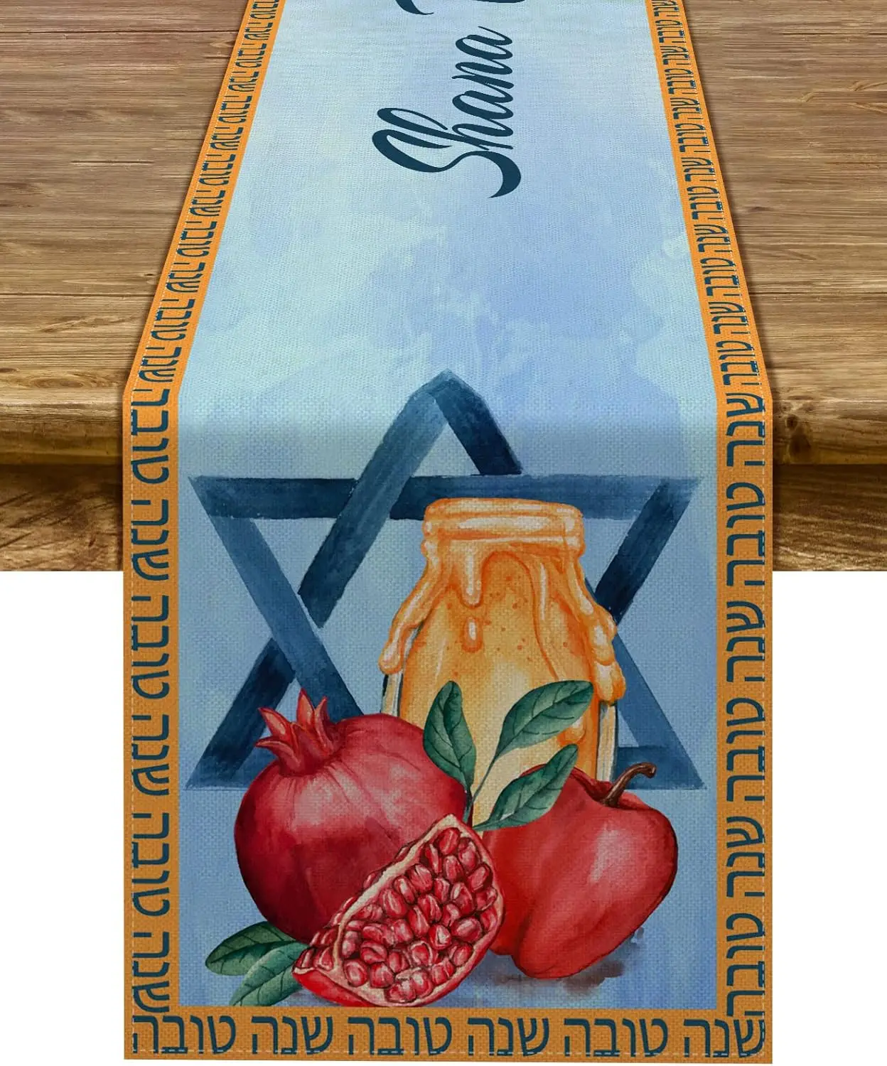 Shana Tova Table Runner Jewish Holiday Decor Reusable Rosh Hashanah Jewish New Year Kitchen Dining Table Runner Party Decor