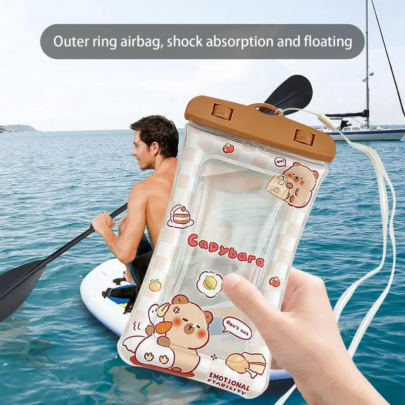 Capybara Floating Waterproof Phone Case Swimming Water Proof Bag Universal Underwater Phone Protector Pouch With Lanyard