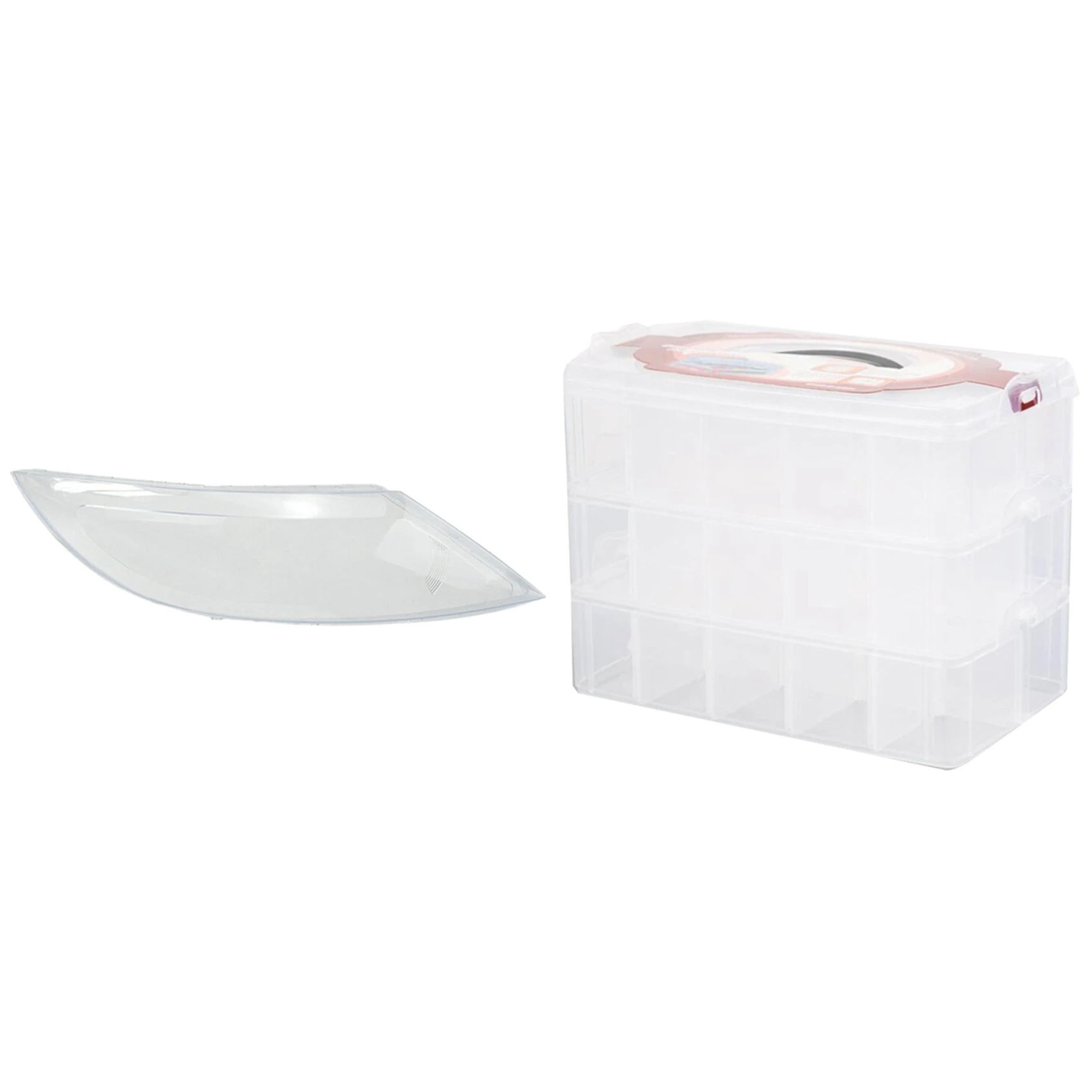 

1 Pcs Car Right Head Light Lamp Lens & 1 Pcs Clear 3 Layers 30 Grids Washi Tape Storage Box
