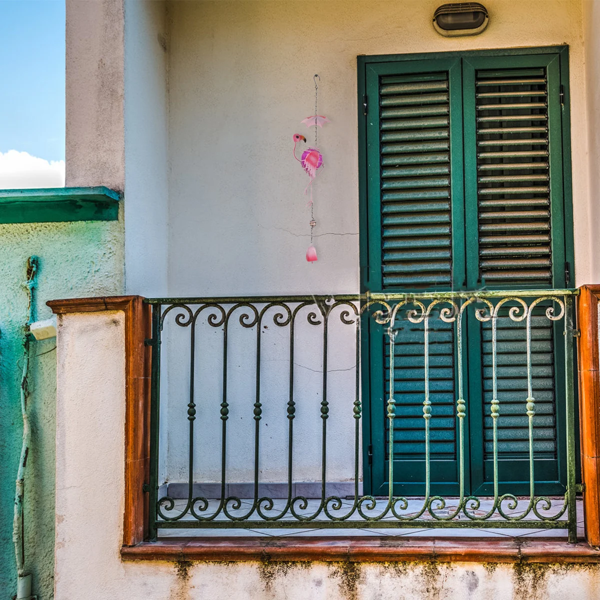 فلامنغو معلقة زخرفة ثلاثية الأبعاد كرة زجاجية الحديد الحرفية حديقة الديكور الإبداعية الحيوان الرياح الرنين ديكور المنزل جدار قلادة #5