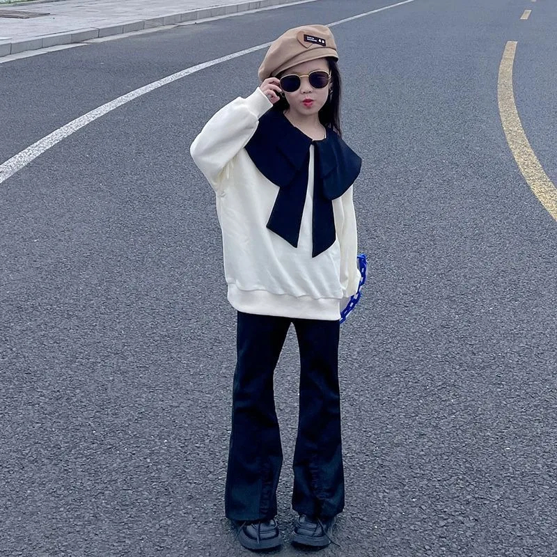 

Bell-bottom Pants Top & 2-Piece Set Sweatshirt Clothes Girl From 8 To 9 Years 4yrs Children Girls Autumn Winter Kids Girls' Suit