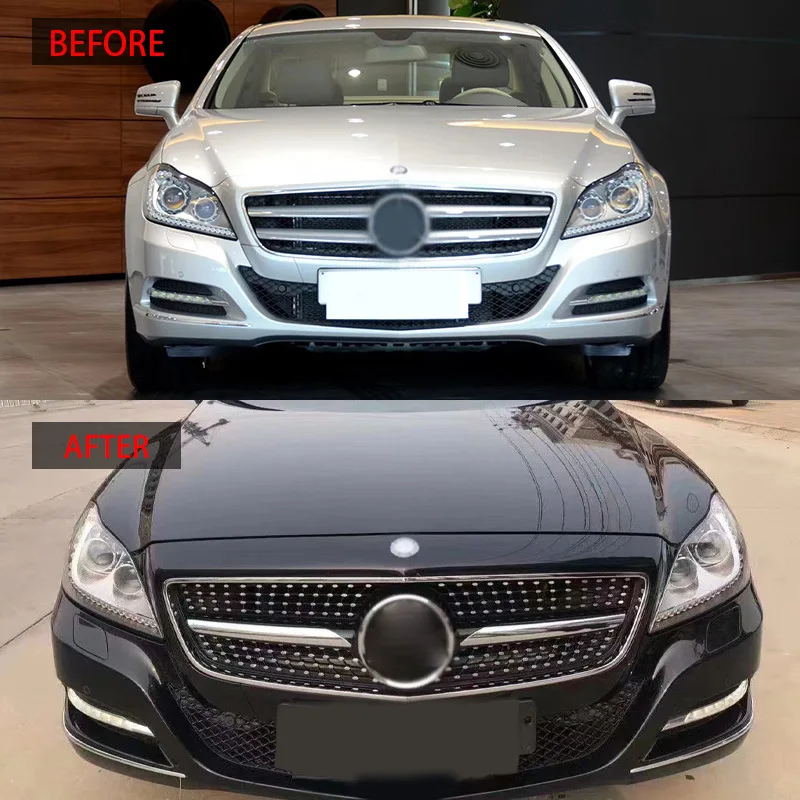 ABS Diamond Star Front Grille For Mercedes CLS Class W218 Pre-LCI 2011-2014 Parrilla 4Door Coupe Bumper Mesh Grill Mod Accessory