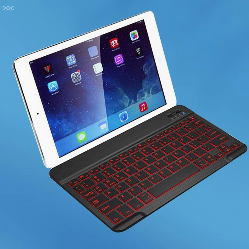 7 بوصة 10 بوصة رقيقة جدا المحمولة RGB الخلفية لوحة المفاتيح اللاسلكية لباد آيفون سامسونج شاومي الوسادة 5 الهاتف المحمول اللوحي