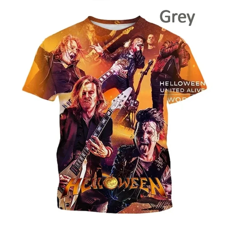 Heavy Metal Rock Band Helloween 3D Printed T-shirts Casual O Neck Short Sleeve Harajuku Unisex Sports Breathable New Clothing