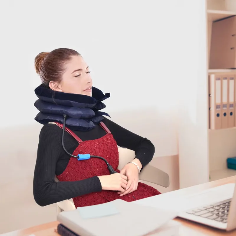 U-Shaped Inflatable Neck Brace for Neck Rehabilitation Correction Cervical Pain Relief Posture Improvement Folding and Carrying