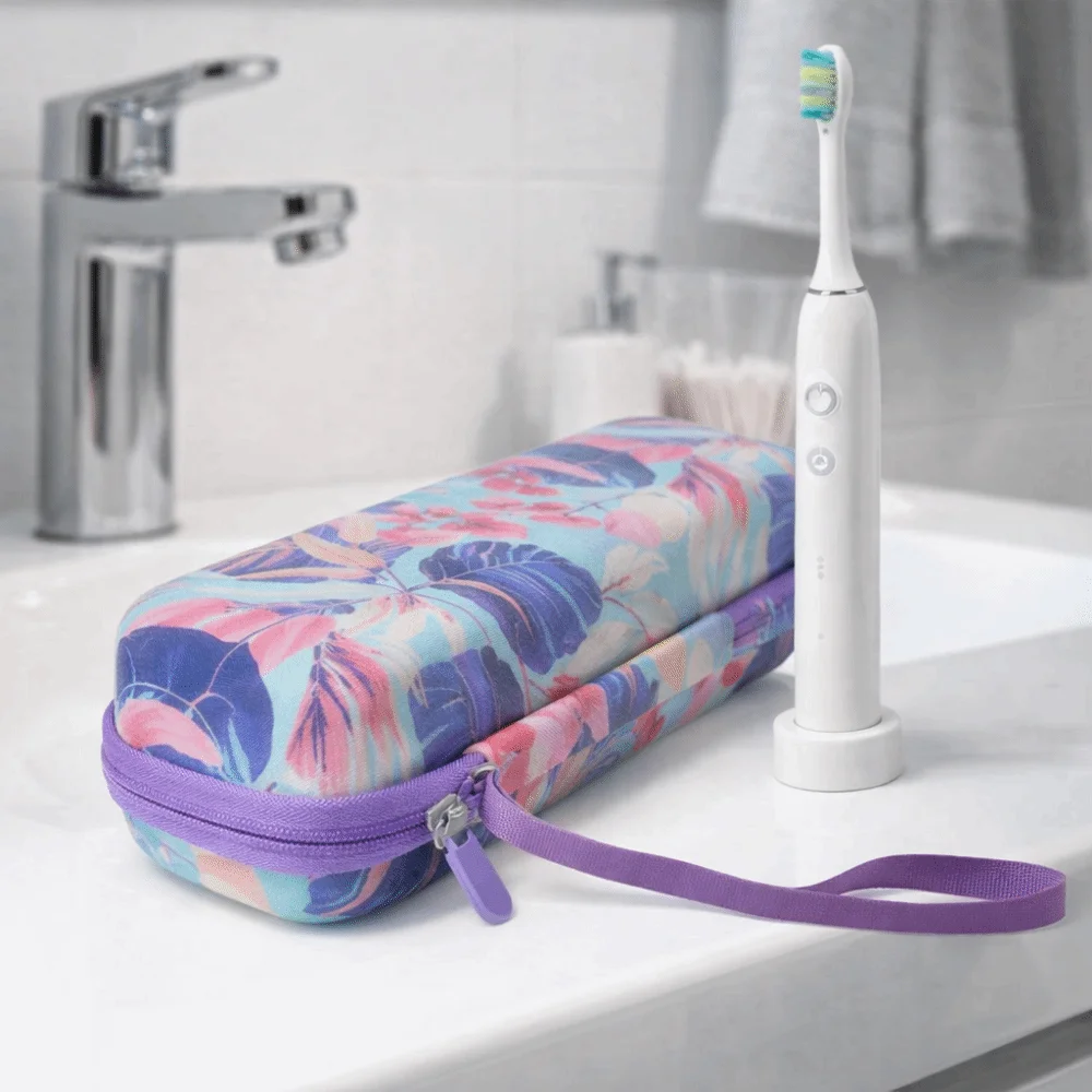 

Hard Shell EVA Electric Toothbrush Case Elastic Straps Breathable Mesh Toothbrush Travel Case Waterproof with Handle