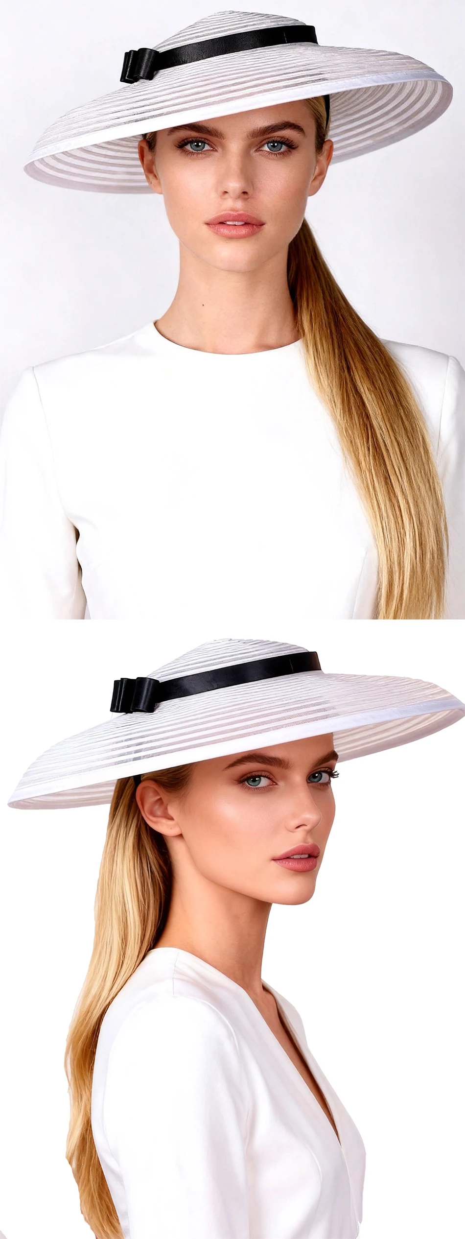 FS Eleganter Brauner Hochzeitshut mit Breiter Krempe, Kirchenhüte für Damen, Marken-Teeparty-Fascinator mit Schleife, Sombreros Mujer – Detail 2