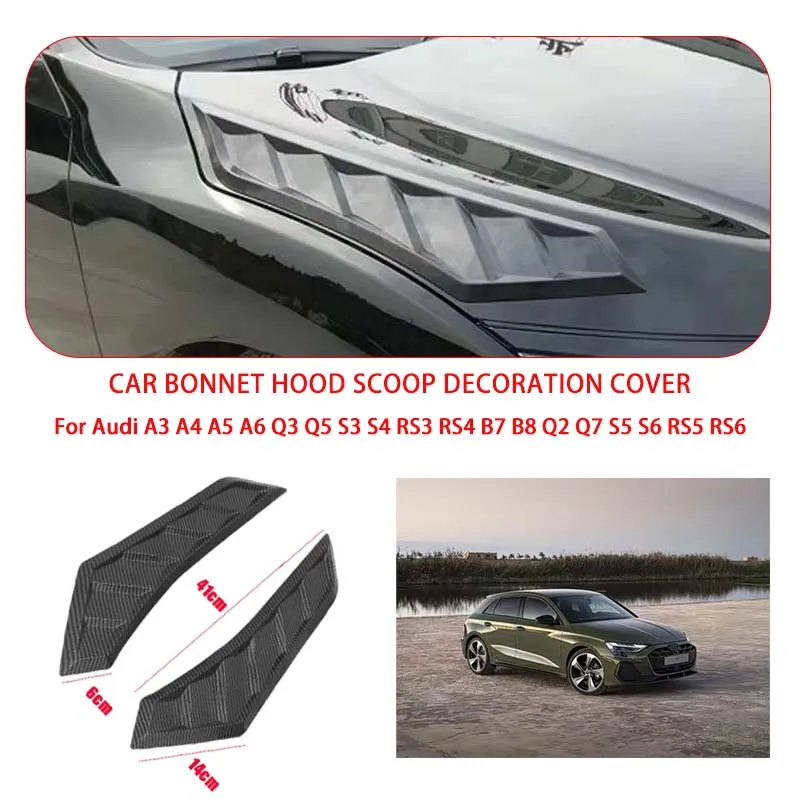 2 Pcs Gloss Black For Audi Hood Vents Bonnet Cover Rubber Front Bonnet Vent car decorations