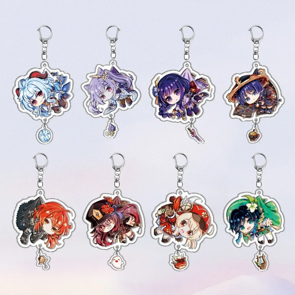 

Diy Genshin Impact Anime Game Peripherals Custom Acrylic Keychain Creative Trend Cute Cartoons Backpack Pendant Holiday Gifts