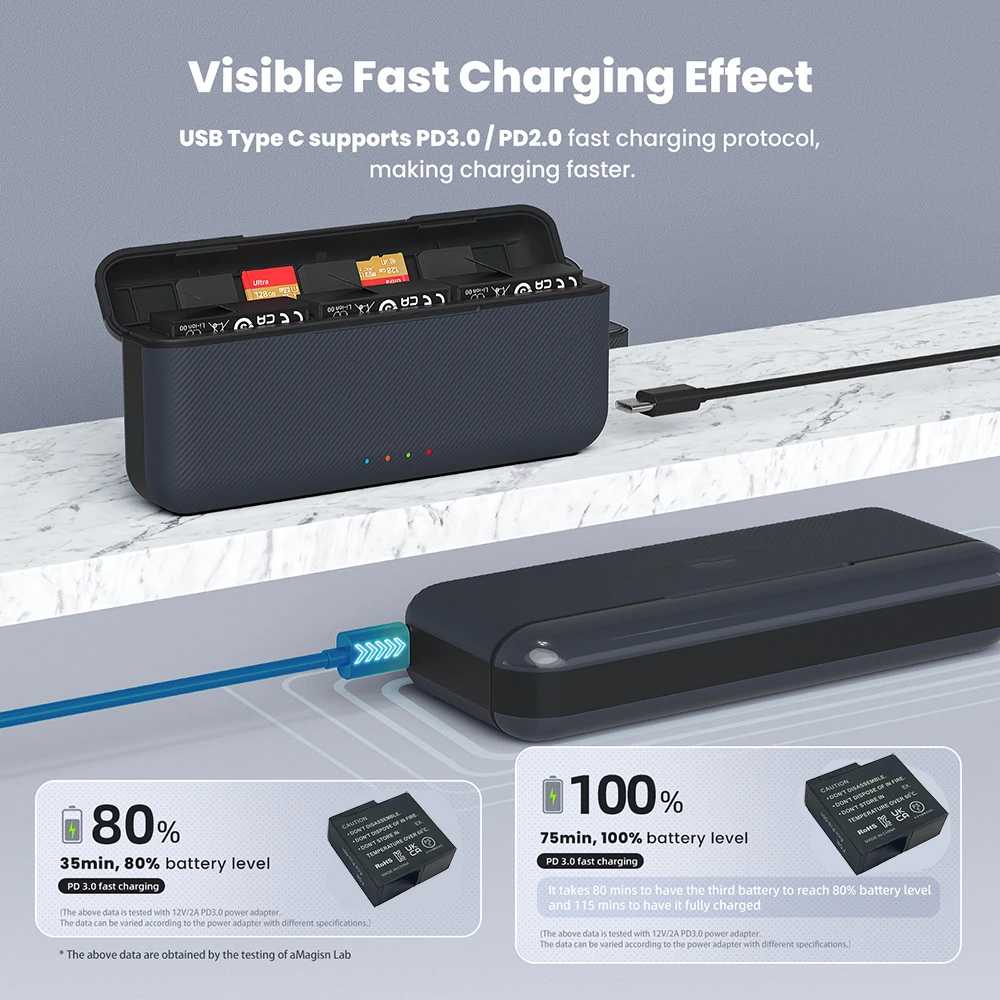 Boîtier de charge rapide pour Insta360 ZanPro, 3 emplacements, batterie de résubdivision 1800mAh, accessoire ZanPower