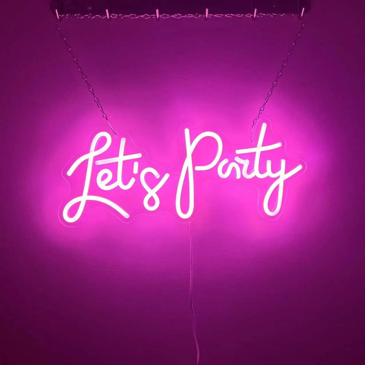 Let Is Party Neon Sign USB Dimmable LED Light for Bedroom Game Room Bar Party Background  Aesthetic Wall Decor Gifts Night Light