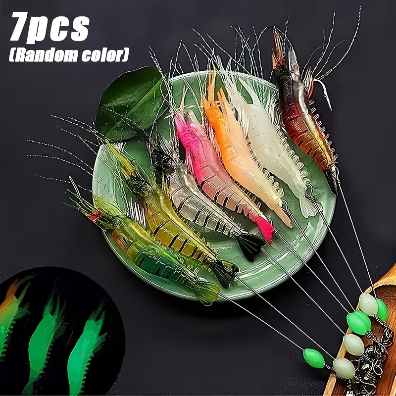 

7pcs Shrimp Lure Realistic Artificial Bait PVC Soft Fishing Lures for Saltwater Freshwater Bass Trout and Other Fish