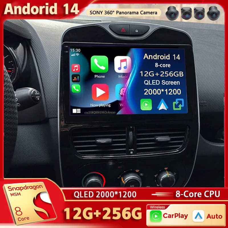 Android 14 For Renault Clio 4 BH98 KH98 2016-2019 2K QLED Android Car Radio Multimedia Video Player GPS AI Voice CarPlay Stereo