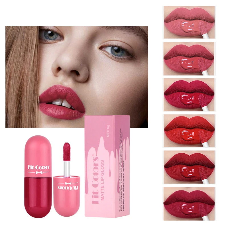 6 Dimensions Mini Lip Makeup Capsules Color Showing Non-Stick Matte Lip Gloss Liquid Lipsticks