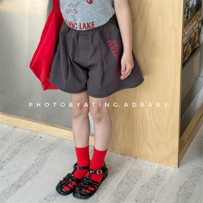 2025 Summer New Children Cotton Shorts Letter Print Baby Girls Casual Shorts Kids Boys Loose Versatile Shorts Toddler Clothes image 2