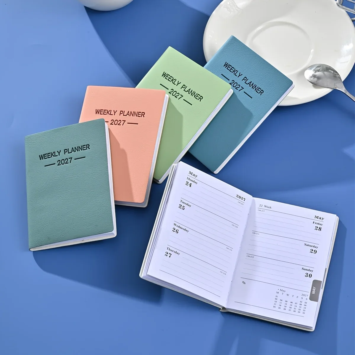 A7 Size 2027 English Plan Book, Thin Weekly Planner Matching Notebook, Annual Calendar, Monthly Weekly Plan, 365 Days Daily Plan