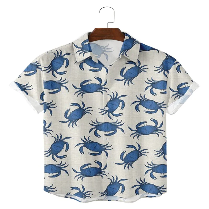 O caranguejo camisa de manga curta 3d todo impresso camisa havaiana para homem e mulher camisa casual unisex