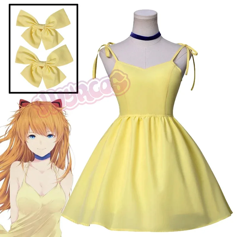 Sexy Asuka EEva Clothing Neww CCCentury Yellow Summer Skirt Animation Cosplay Anime Cos Accessories mb.3
