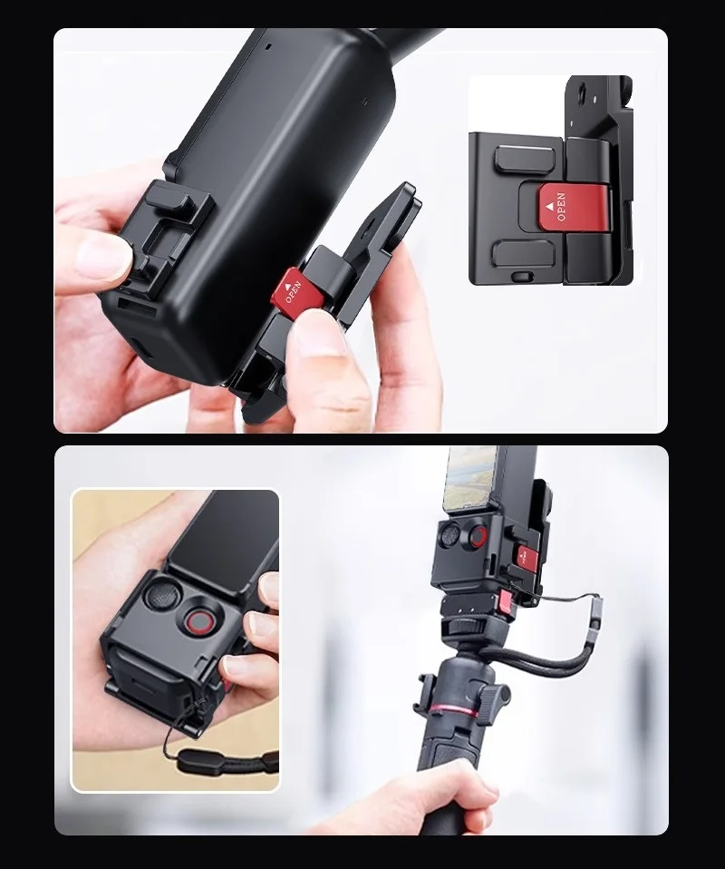 Base de estrutura adaptadora para dji osmo pocket 3, suporte de metal de expansão multiuso com liberação rápida e furos de 1/4 '' e montagem de sapata fria