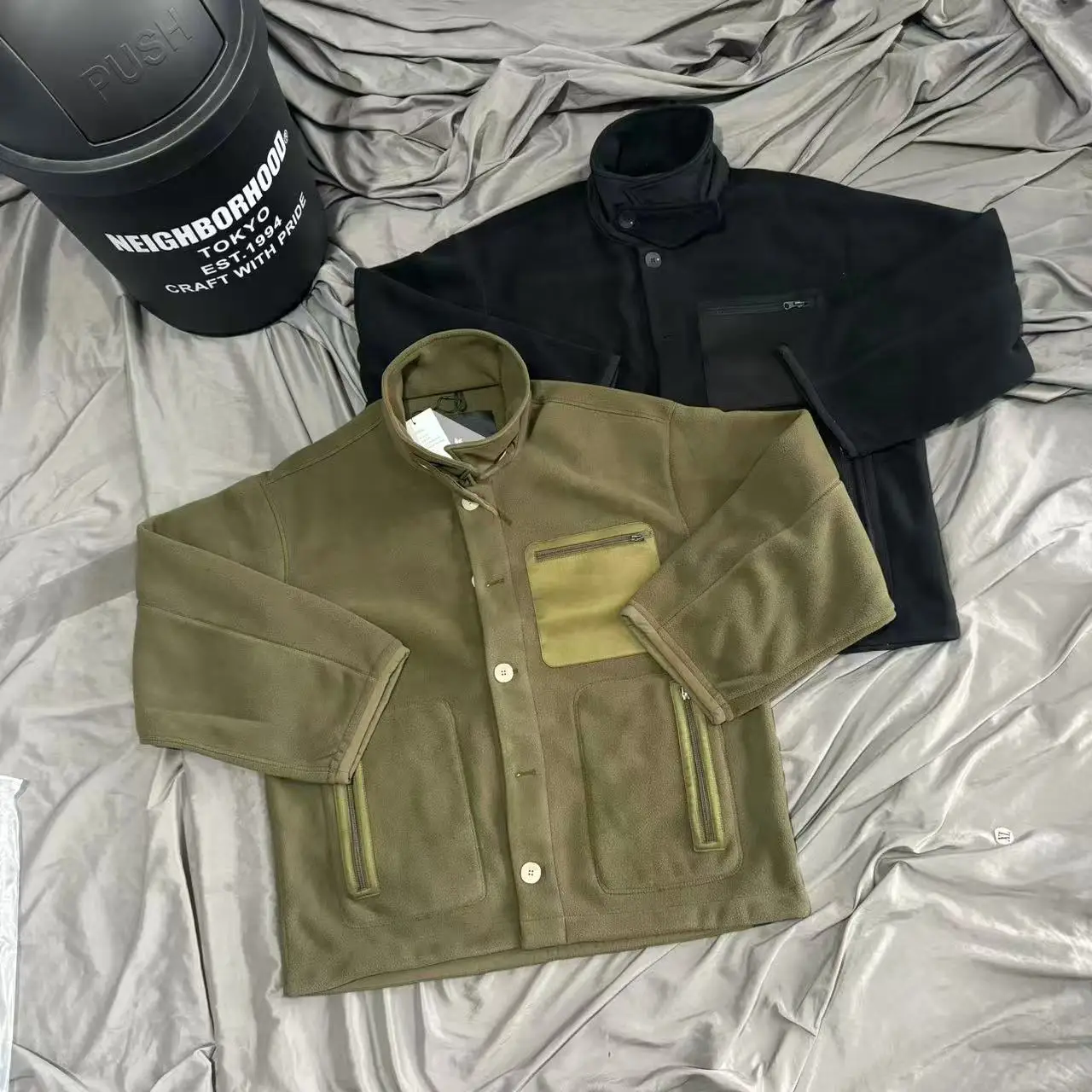 

Goldwin флисовая куртка с карманами и пряжкой, японская мужская и женская повседневная куртка с воротником-стойкой, свободные городские уличные куртки