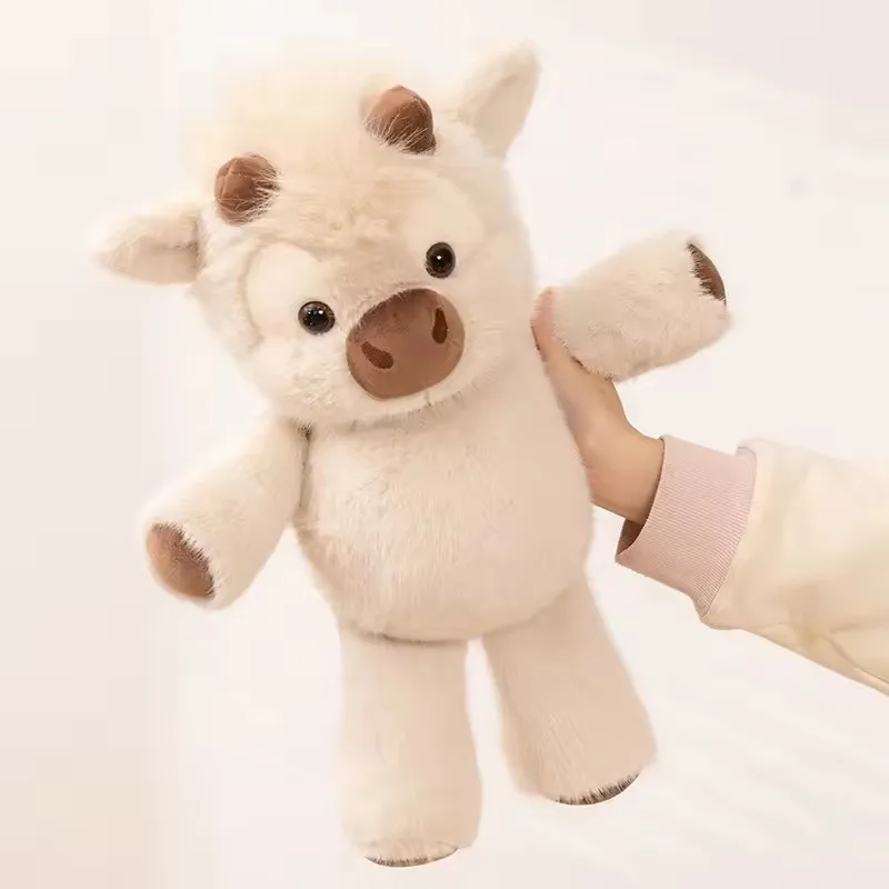 Wholesale Cuddly Plush Toys Cattle High Quality Fluffy Sitting Pose Doll Warm Cozy Children Companion Xmas Gift Home Decor Gifts