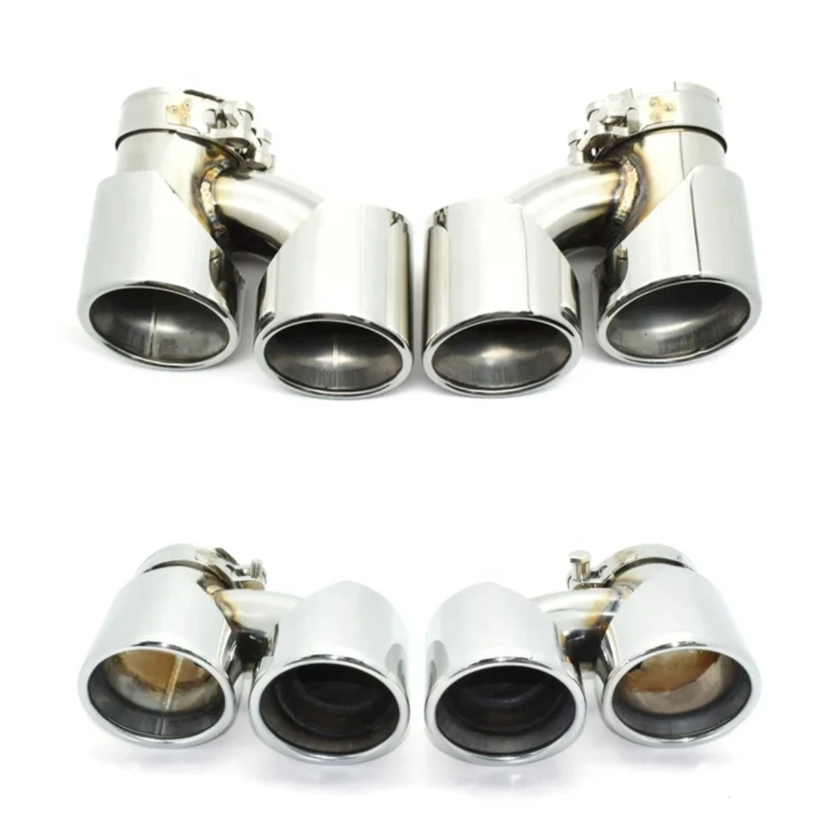 Stainless Steel Four-out Double-row Round Mouth  Tail Pipe Exhaust Pipe Tail Throat Suitable for 12-16  6 Series 640