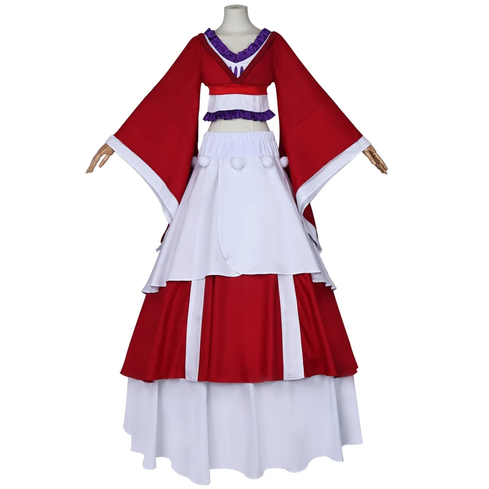 Conjunto de disfraz de Cosplay de Anime Apothecary Diaries Maomao, Top corto de manga tipo kimono rojo y blanco, falda larga en capas, fiesta de Halloween