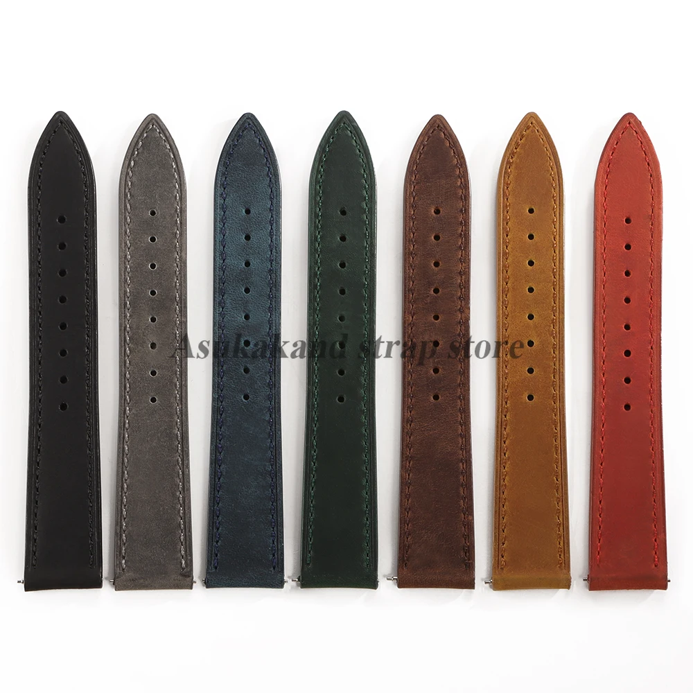 18/19/20/21/22/24mm cinturino in pelle vintage cinturino in pelle di vacchetta con cuciture a farfalla per Omega per Seiko per uomo donna braccialetto