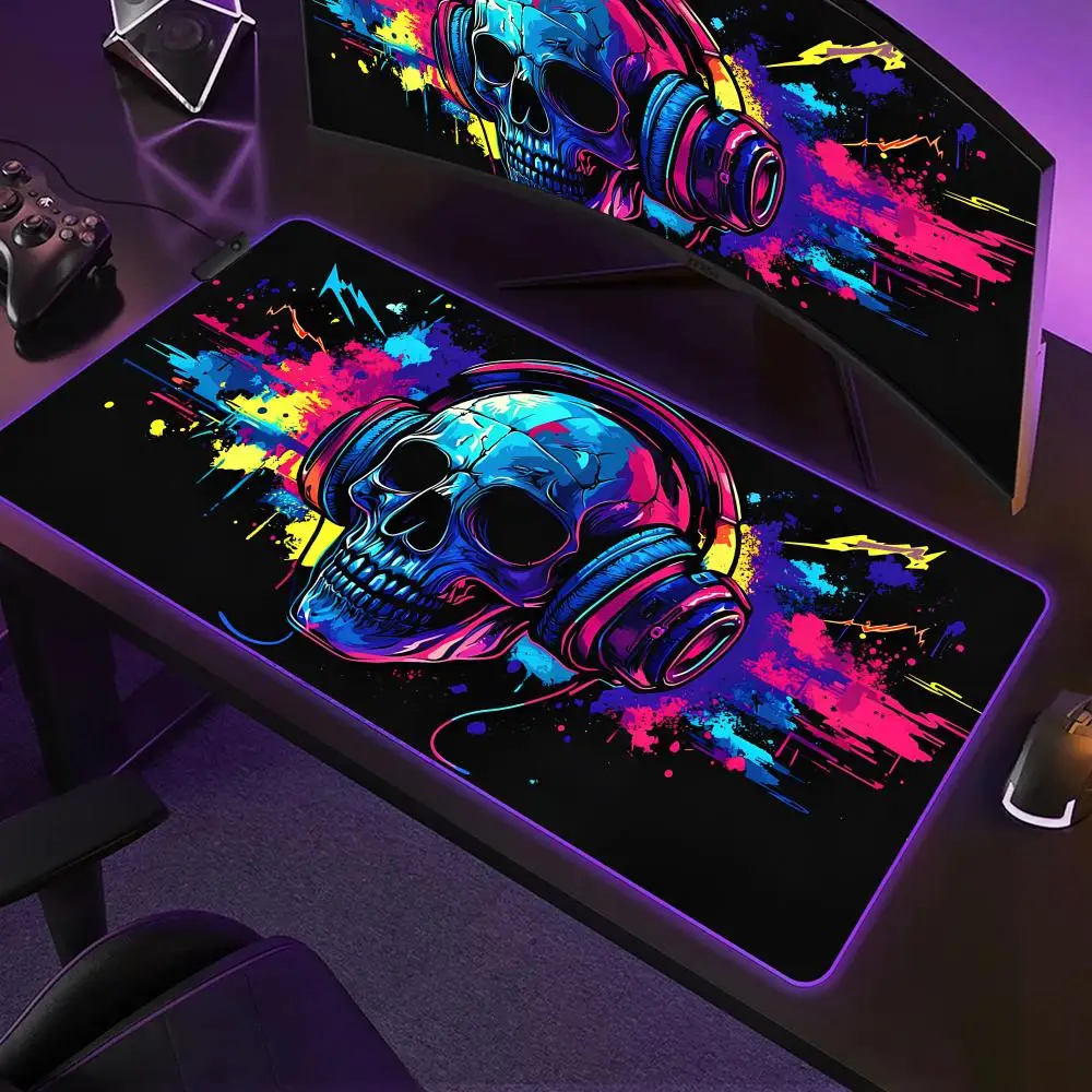 

Коврик для игровой мыши Skull HD Pattern XXL RGB, настольный коврик, аксессуары для геймеров HD, большой коврик для мыши со светодиодной подсветкой, ковер для ПК, компьютера с подсветкой