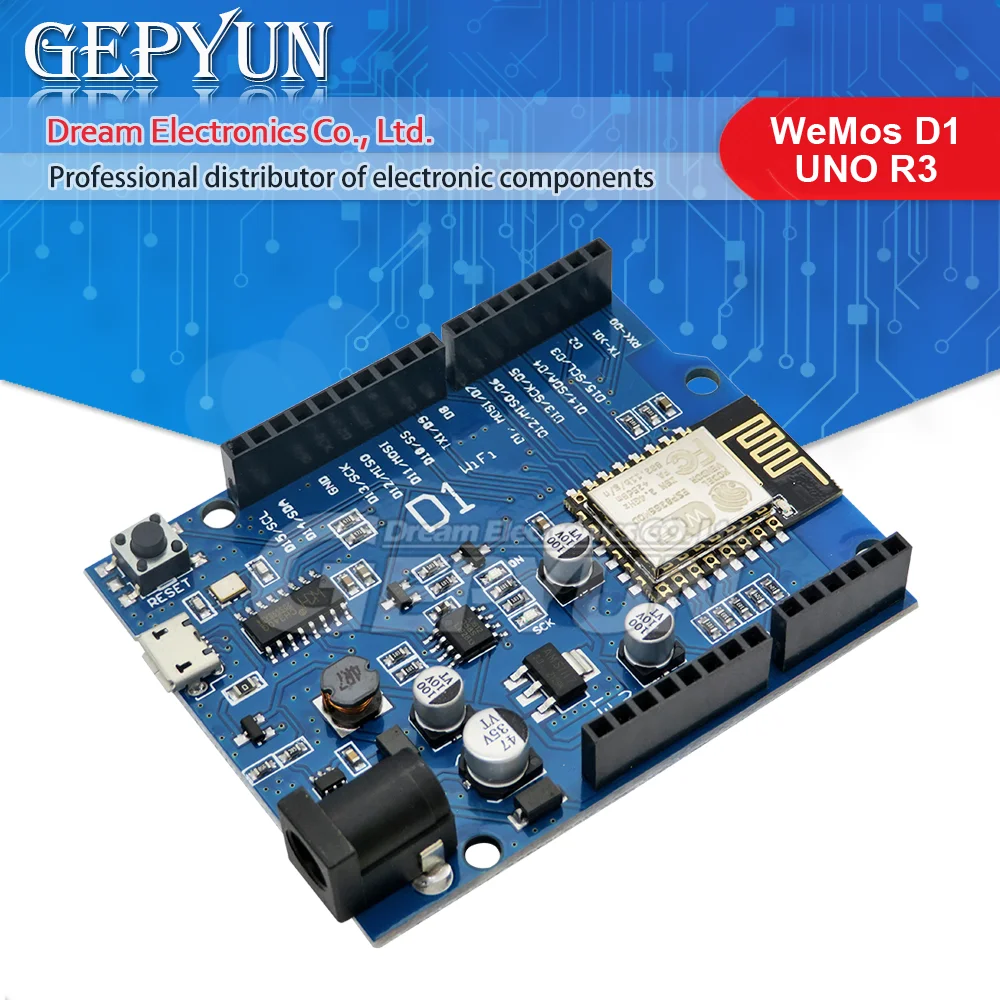 ESP-12E WeMos D1 UNO R3 CH340 CH340G WiFi Development Board Based ESP8266 Shield Smart Electronic PCB For Arduino Compatible IDE