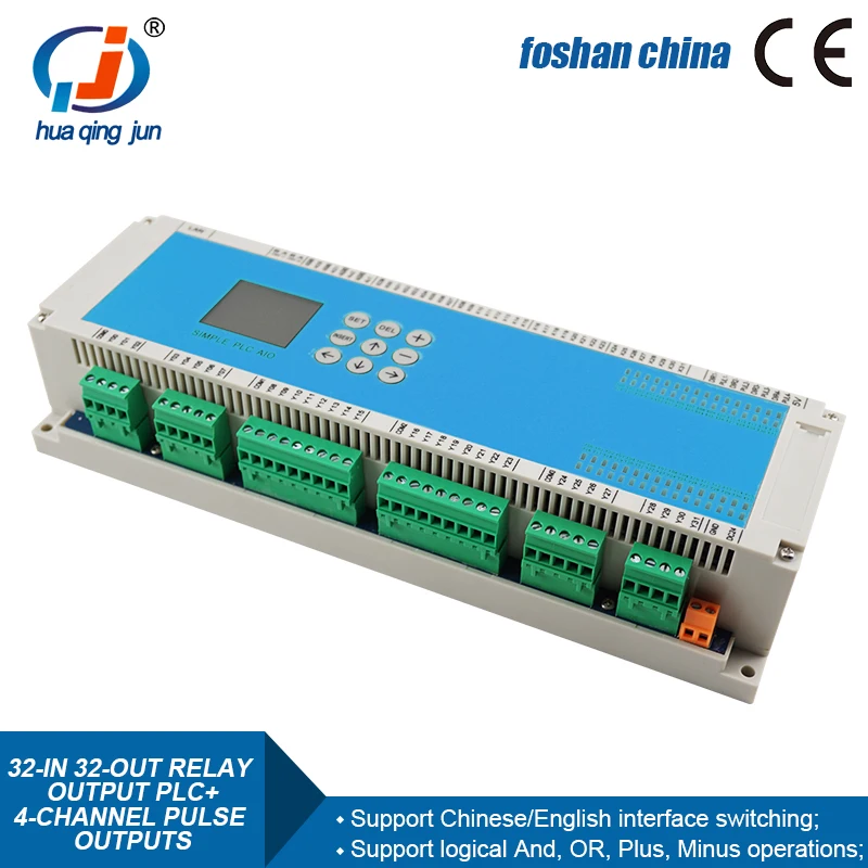 Controlador inteligente programable PLC, 32 entradas, 32 salidas, salida de relé PLC con salidas de pulso de 4 canales para servomotor