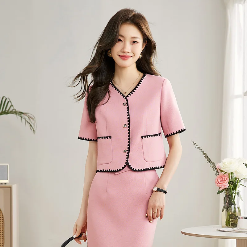 

Formal Elegant Styles Summer Business Work Wear Suits with Skirt and Blazer Coat Professional Office Work Wear Blazers Outfits