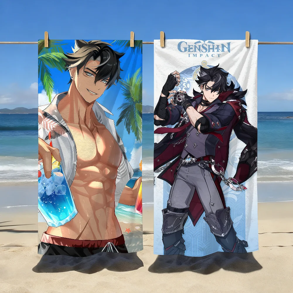 Wriothesley Game Genshin Impact Towel Sports Quick Dry Travel Camping Gear Sandproof Soft Light Large Beach Towel