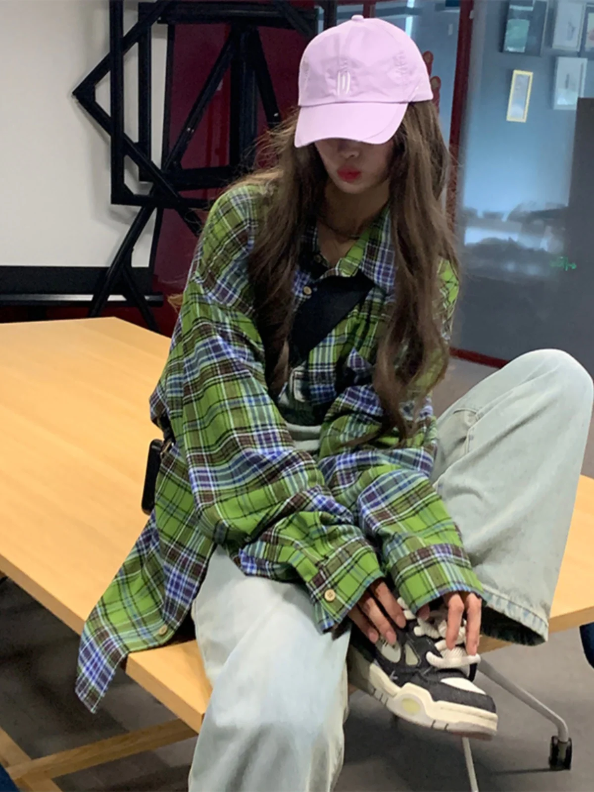 

Мужская рубашка с длинным рукавом в зеленую клетку цвета авокадо, винтажный воротник, модная брендовая осенняя молодежная рубашка стандартного кроя для пар