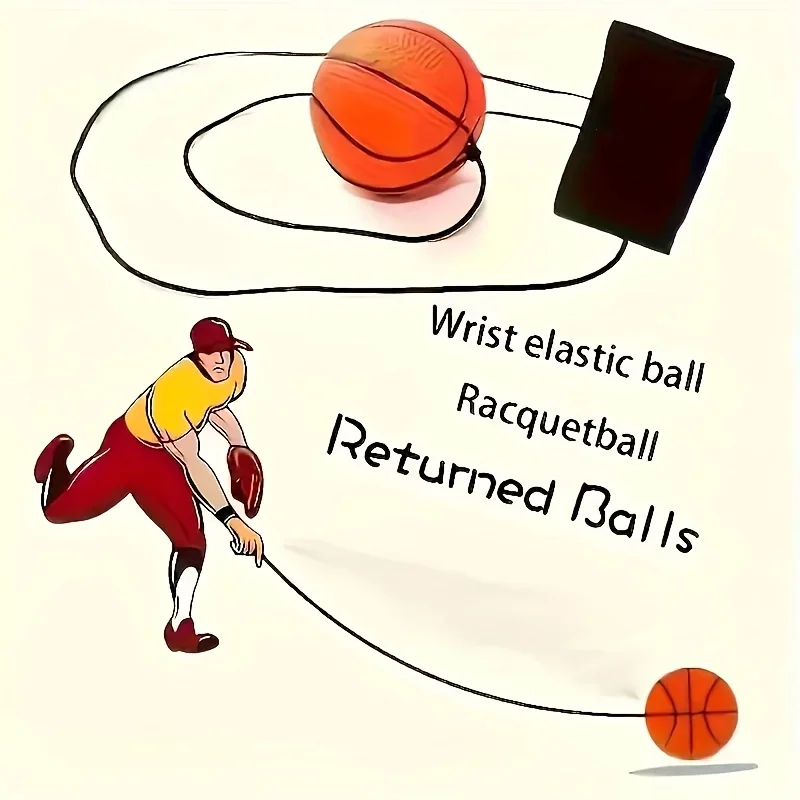 Basketball Wrist Bouncing Ball, High Elasticity Hand Throw Training Ball, Wristband Kit, Outdoor Activity Props