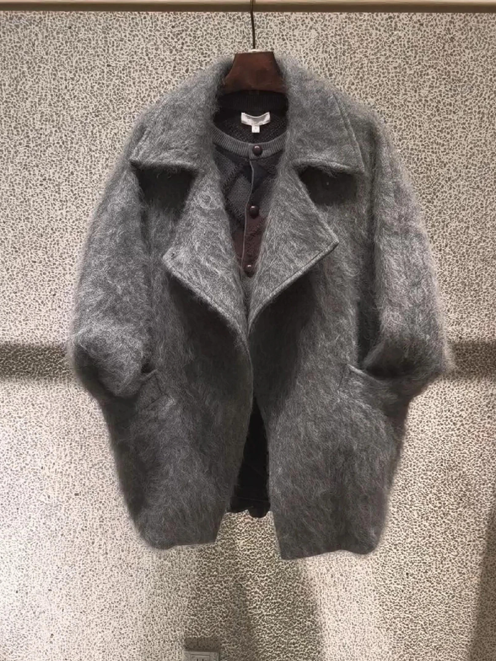 

Зимнее шерстяное пальто Ele для женщин: модное, свободное, с отложным воротником, во французском стиле, утепленное, из полиэфирного волокна, с длинными рукавами