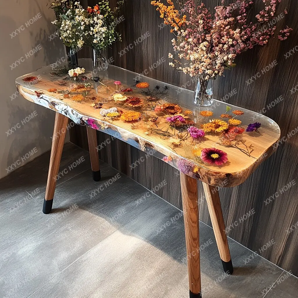 Epoxy resin river table coffee table, creative and personalized small apartment, living room, home minimalist, modern light