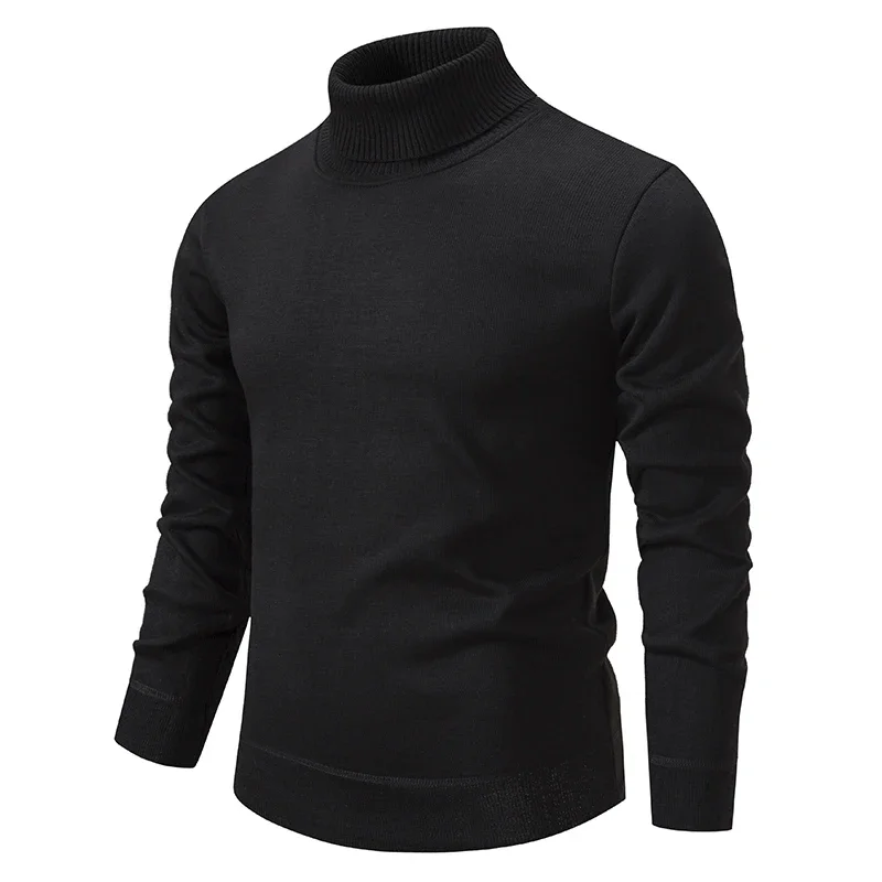 Suéter grueso y cálido de cuello alto para hombre, Jersey ajustado, prendas de punto, doble cuello, Invierno